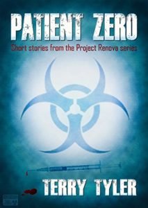 Patient Zero Post Apocalyptic Short Stories book cover. There is a biohazard sign on the cover as well.