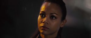 Zoe Saldana as Nyota Uhugra from Star Trek: Into Darkness