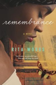 Remembrance by Rita Woods book cover. Image is of the profile of a woman's bowed head. her eyes are closed.