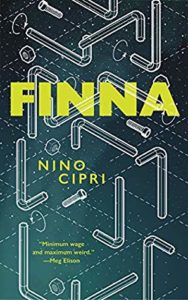 Finna by Nino Cipri book cover. Cover image is of bent tubes and screws scattered around. 