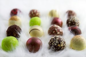 Assorted chocolate and fruit pralines
