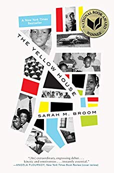 The Yellow House by Sarah M. Broom book cover. Image on cover is of a collage of family photos from an African-American family. 