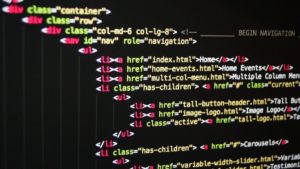 screen shot of HTML code.