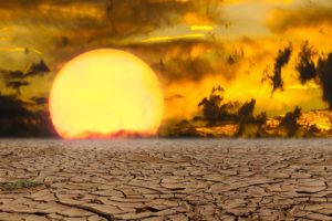 A hot summer sun drying out a large patch of soil.