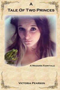 Book cover for A Tale of Two Princes. Image on the cover is of a young woman lying in a bed with a frog sitting on her chest and shoulder.