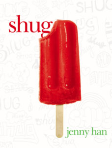 Shug by Jenny Han book cover. Image on cover is of a red popsicle with one bite taken out of it.