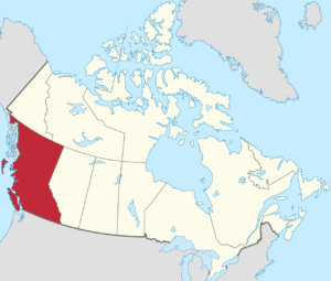 British Columbia highlighted on a map 