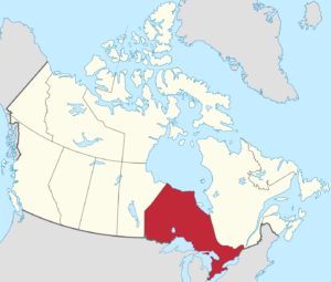 Ontario highlighted on a map