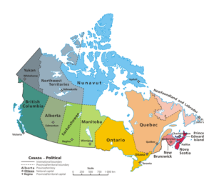 Map of the provinces and territories of Canada