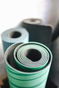 Rolled up yoga mats