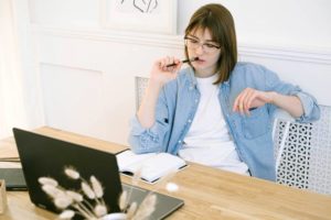 Woman working in home office