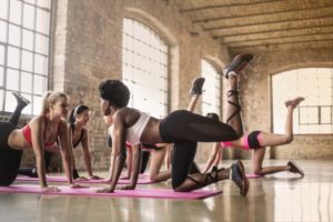 Women doing yoga