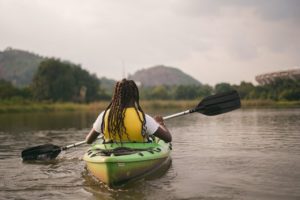 Person going kayacking in Nigeria. 