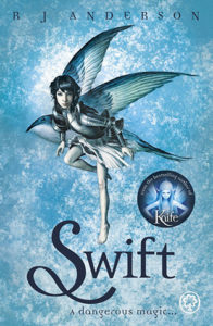 Swift (Swift, #1) by R.J. Anderson book cover. Image on cover is a drawing of a blue fairy flying.
