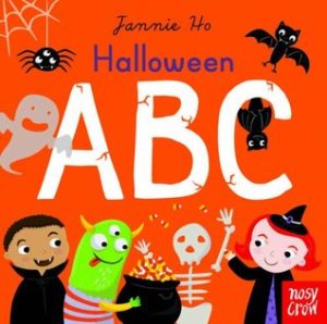 Halloween ABC by Jannie Ho book cover. Image on cover shows various Halloween monsters sharing a bag of candy. 