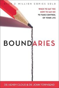 Boundaries: When to Say Yes, How to Say No to Take Control of Your Life by Henry Cloud book cover. Image on cover shows a red pencil drawing a line on a plain white sheet of paper. 