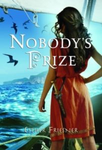 Nobody's Prize (Nobody's Princess, #2) by Esther M. Friesner book cover. Image on cover shows a white girl with long, curly brown hair standing and staring at a large aquarium. 