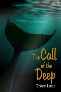 Book cover for The Call of the Deep (The Matchless Deep, #1) by Tracy Lane. Image on cover shows the tail of a mermaid or merman as t they dive deeply into the ocean where there is very little light at all. 