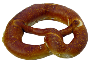 A photo of a soft pretzel. 