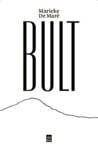 Book cover for Bult by Marieke De Maré. Image on cover shows the word Bult written in a large, plain font that’s so tall and straight it almost looks like the walls of a building. There is a scraggly black line waving up and down below this word. 
