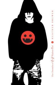 Book cover for Eighth Grade Bites (The Chronicles of Vladimir Tod, #1) by Heather Brewer. Image on cover is a drawing of a pale-skinned young teenager who is wearing a black hoodie that has a red smilie face with fangs printed on it. The kid’s face is partially obscured by their hoodie’s hood. 