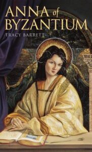 Book cover for Anna of Byzantium by Tracy Barrett. Image on cover shows a painting of a young Byzantium girl dress in light gold robes. She has dark curly hair and is quite pretty. 